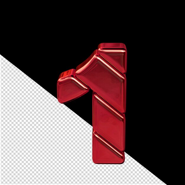 symbol made of diagonal red 3d blocks number 1