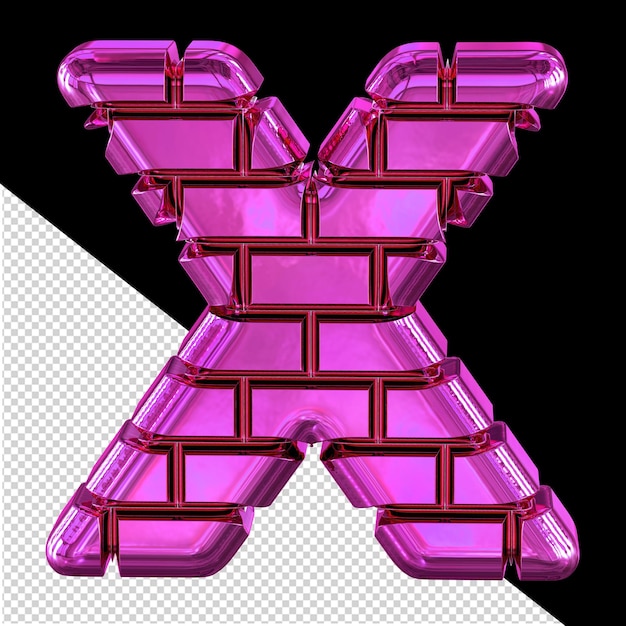 PSD symbol made from purple bricks letter x