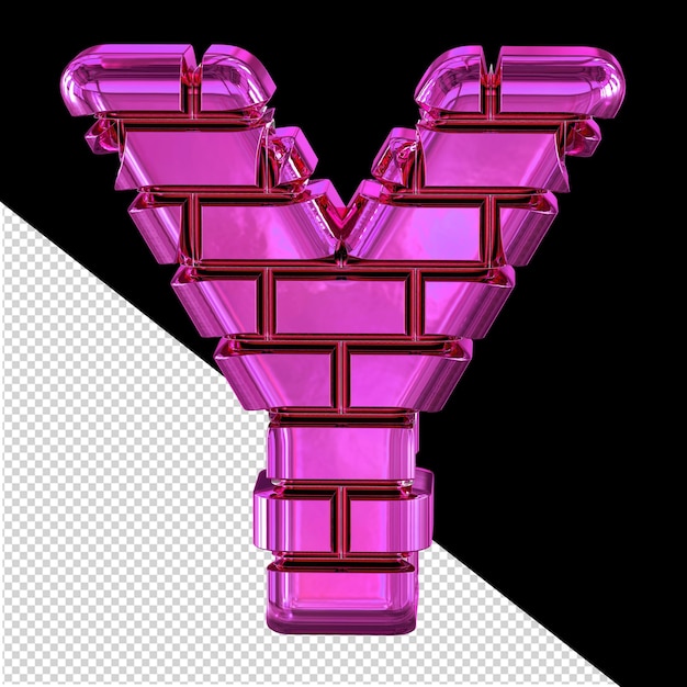 Symbol made from purple bricks letter y