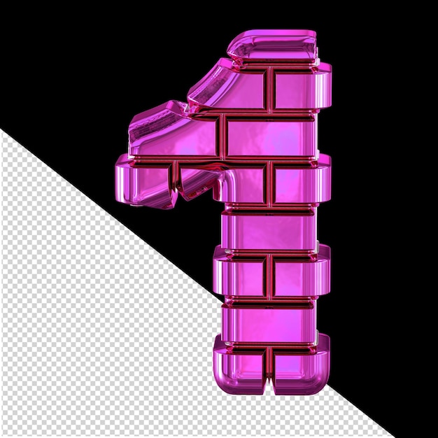 PSD symbol made from purple bricks number 1