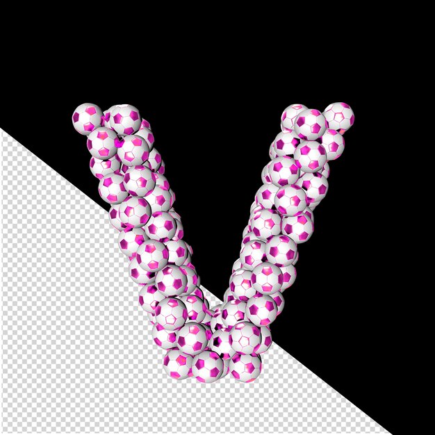 보라색 축구공 글자 V 로 만든 기호