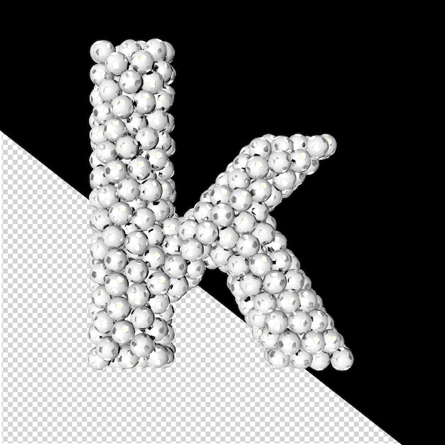 PSD symbol made from silver soccer balls letter k
