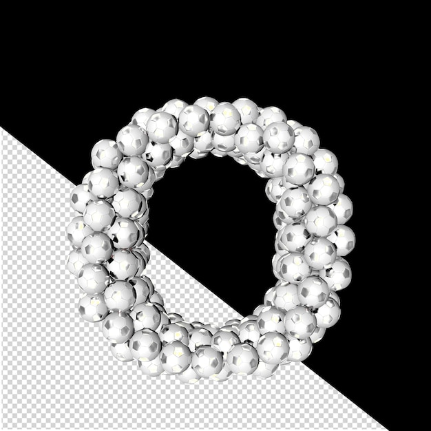 PSD symbol made from silver soccer balls letter o