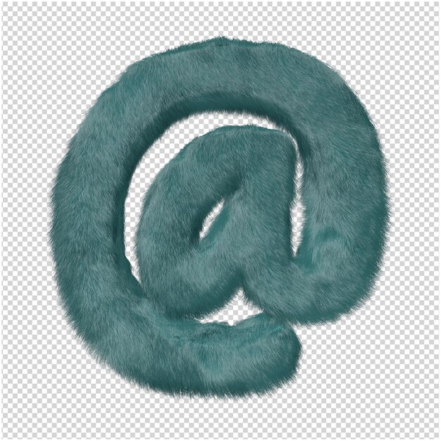 Symbol made of fur 3d rendering