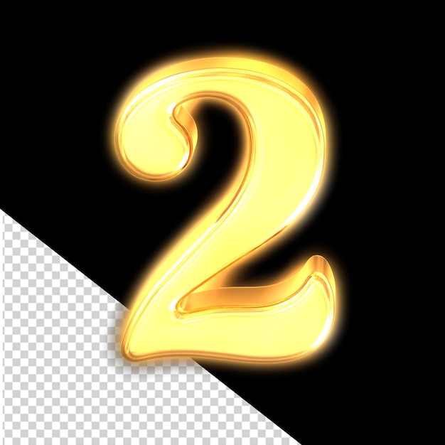 PSD symbol made of glowing gold number 2