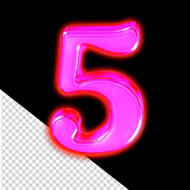 PSD symbol made of glowing purple number 5