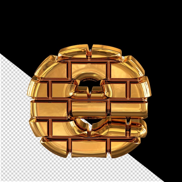 The symbol made of gold bricks 3d letter e