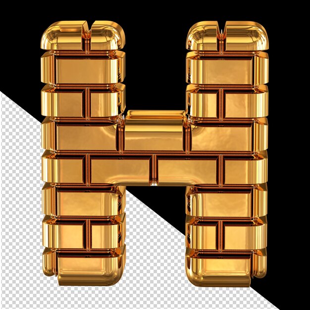 The symbol made of gold bricks 3d letter h