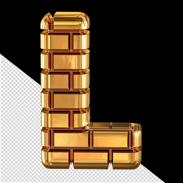 The symbol made of gold bricks 3d letter l