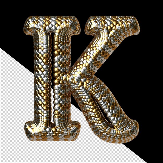 PSD symbol made of gold and silver like the scales of a snake letter k