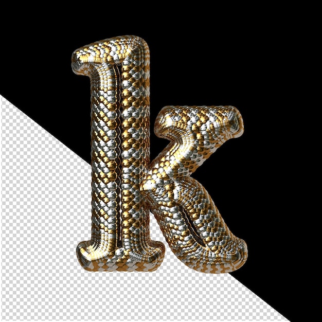Symbol made of gold and silver like the scales of a snake letter k