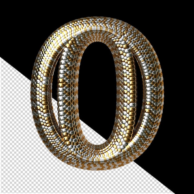 Symbol made of gold and silver like the scales of a snake letter o