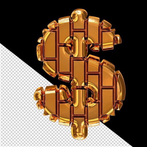 Symbol made of gold vertical bricks