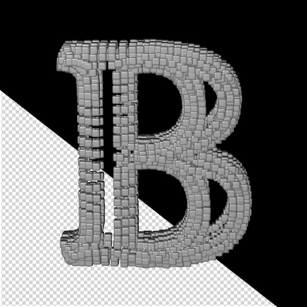 PSD symbol made of gray 3d cubes. letter b