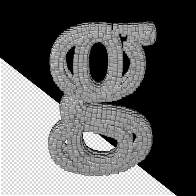 Symbol made of gray 3d cubes. letter g