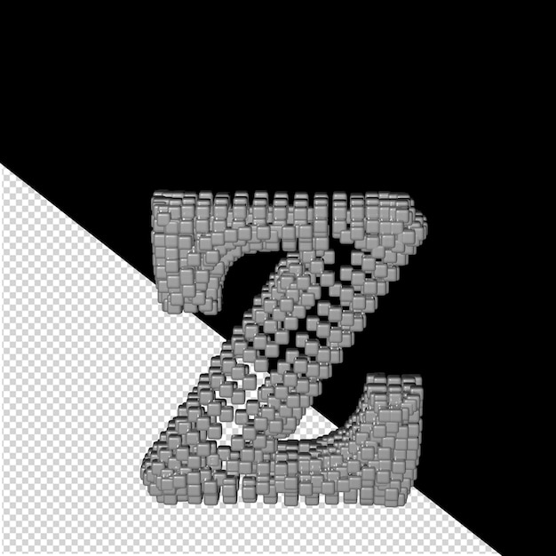 Symbol made of gray 3d cubes. letter z