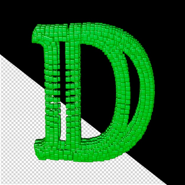 PSD symbol made of green 3d cubes letter d