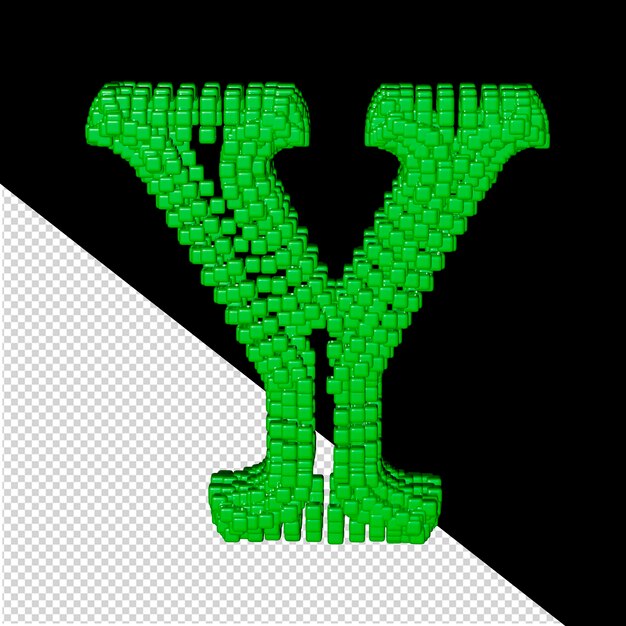 PSD symbol made of green 3d cubes letter y