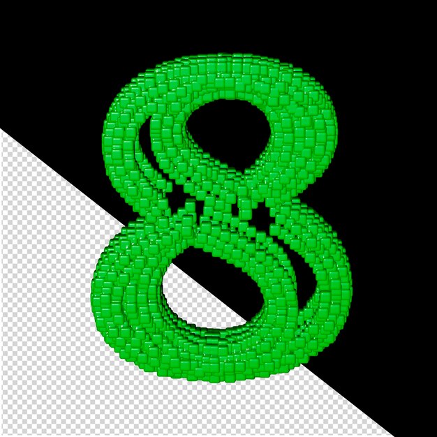 PSD symbol made of green 3d cubes number 8