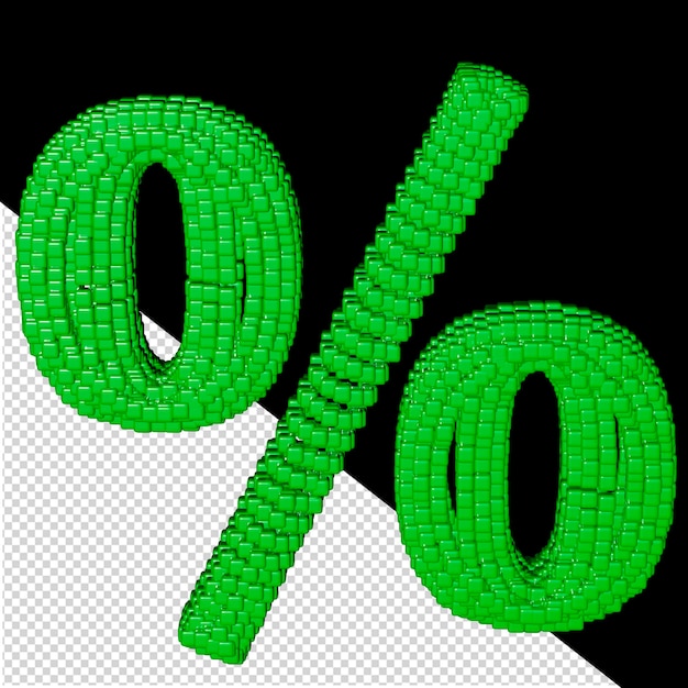 Symbol made of green 3d cubes