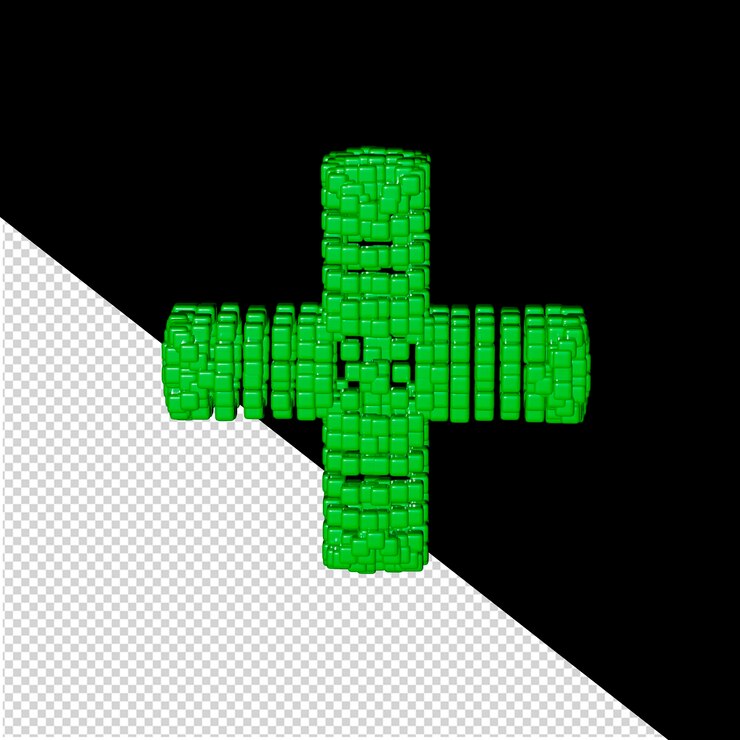 PSD symbol made of green 3d cubes