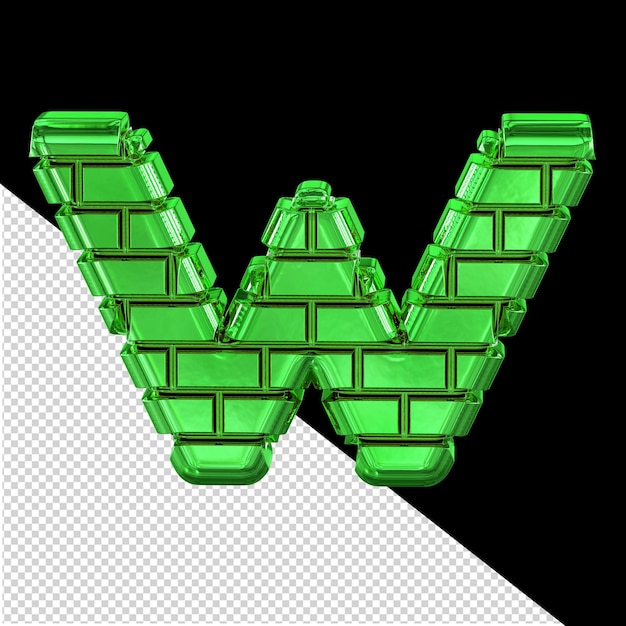 PSD symbol made of green bricks letter w