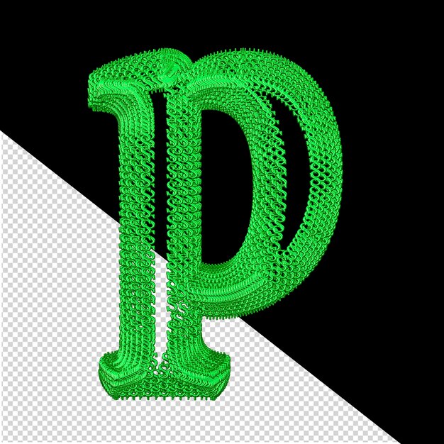 Symbol made of green dollar 3d signs letter p