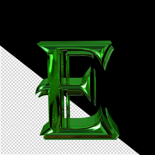 PSD symbol made of green letter e