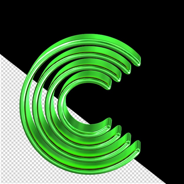 PSD symbol made of green plates letter c