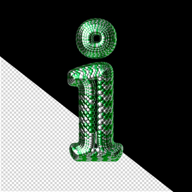 Symbol made of green and silver like the scales of a snake letter i