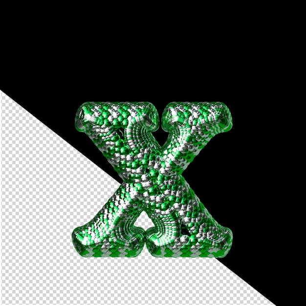 Symbol made of green and silver like the scales of a snake letter x