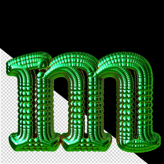 PSD symbol made of green spheres letter m