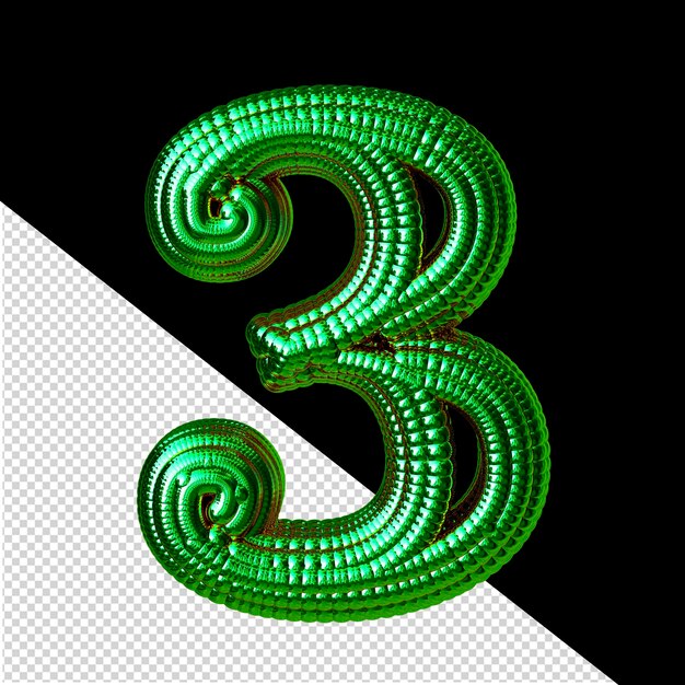 PSD symbol made of green spheres number 3