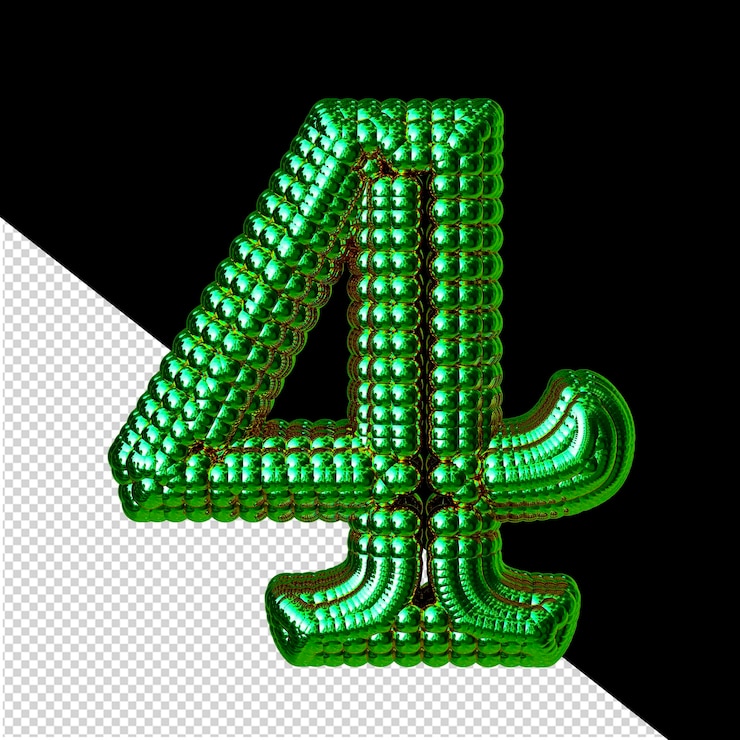 PSD symbol made of green spheres number 4