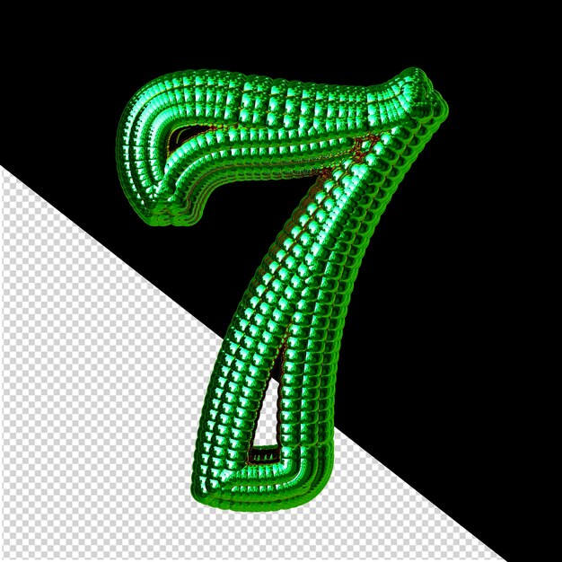 PSD symbol made of green spheres number 7