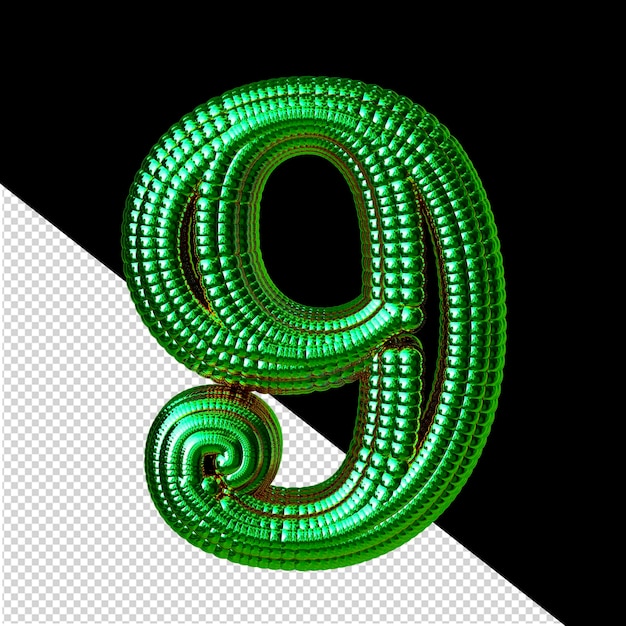 PSD symbol made of green spheres number 9