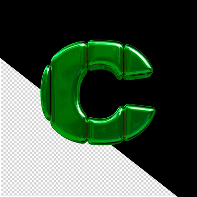 PSD symbol made of green vertical blocks letter c