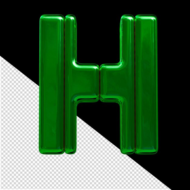 Symbol made of green vertical blocks letter h