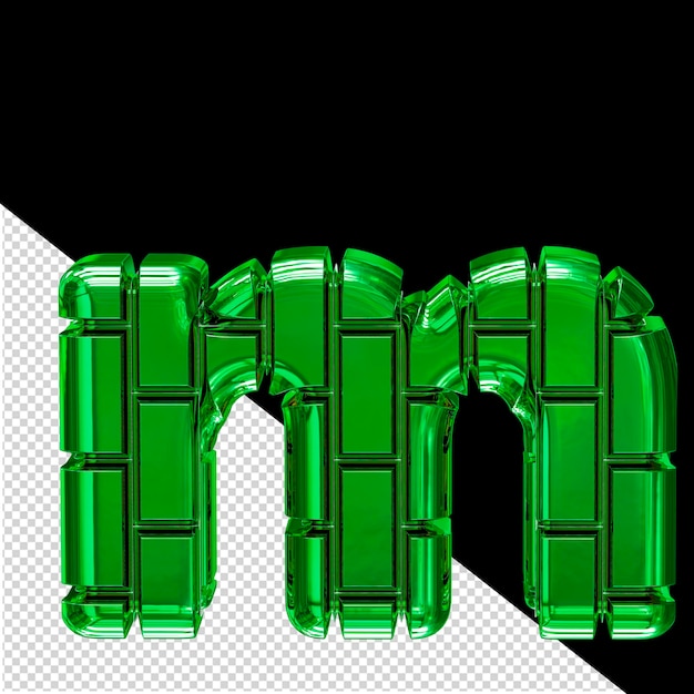 Symbol made of green vertical bricks letter m