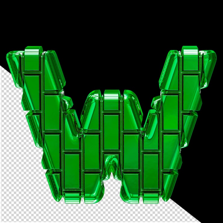 PSD symbol made of green vertical bricks letter w