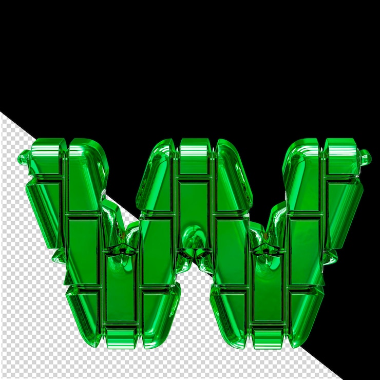 PSD symbol made of green vertical bricks letter w