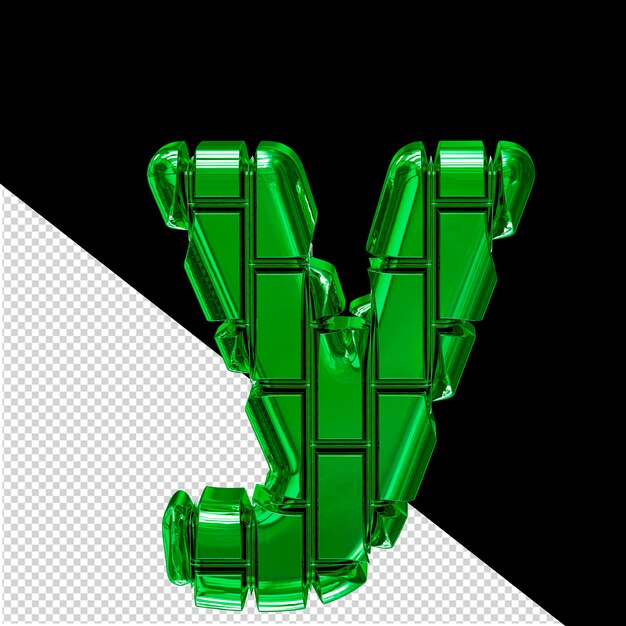 Symbol made of green vertical bricks letter y