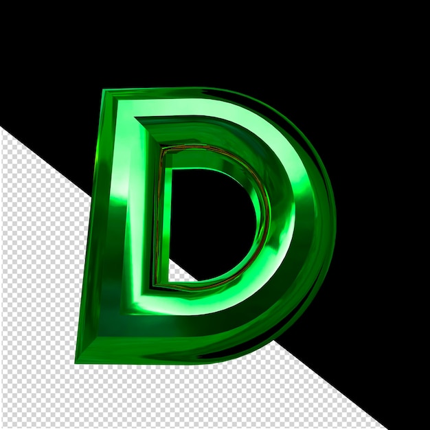 PSD symbol made of green with beveled letter d