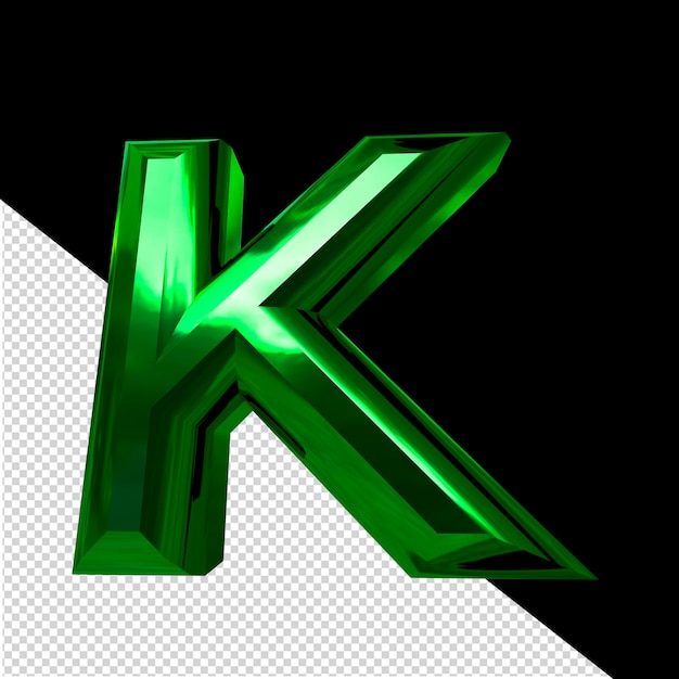 PSD symbol made of green with beveled letter k