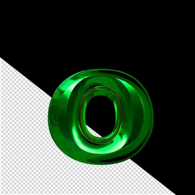 Symbol made of green with beveled letter o