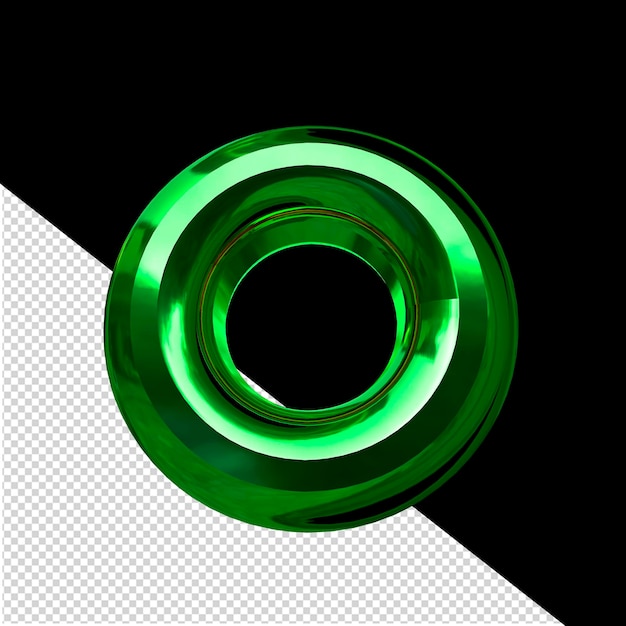 Symbol made of green with beveled letter o