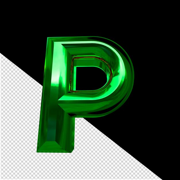 Symbol made of green with beveled letter p