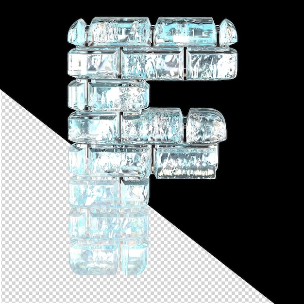 Simbolo fatto di mattoni di ghiaccio orizzontali lettera f