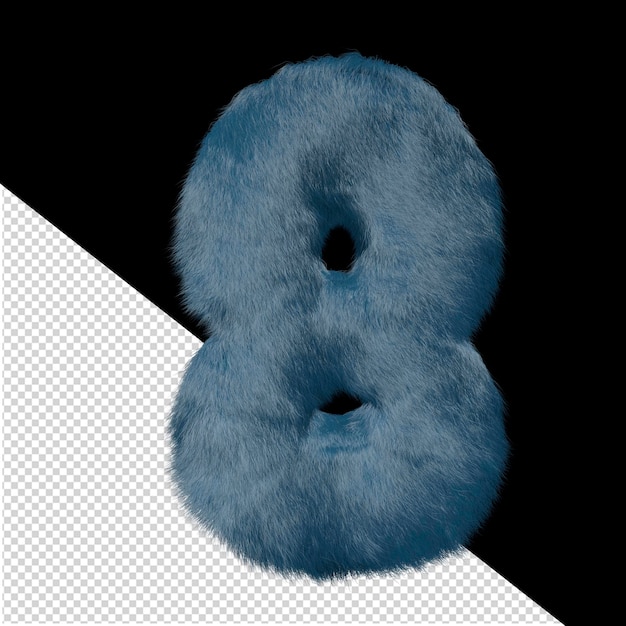 Symbol made of blue fur number 8
