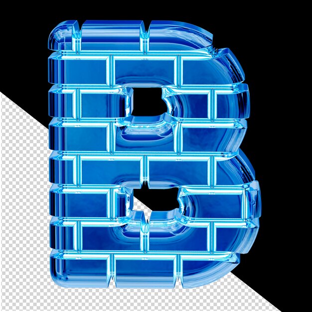 PSD 青い氷レンガの文字 b で作られたシンボル